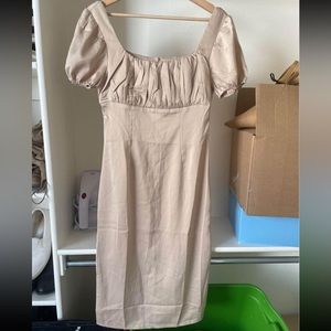 Puff Sleeves Champagne Dress